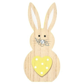 Drevený zajac so žltým srdcom 16 cm