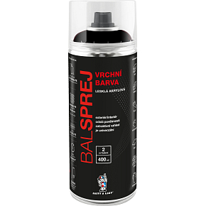 BALSPREJ vrchná univerzálna akrylová farba v spreji, RAL 9005 čierny lesk, 400 ml BALSPREJ vrchná univerzálna akrylová farba v spreji, RAL 9005 čierny lesk, 400 ml