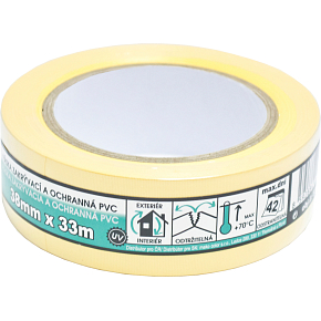 Mako zakrývacia stavebná PVC lepiaca páska, štukatérska, lepí 6 týždňov, šírka 38 mm, dĺžka 33 m