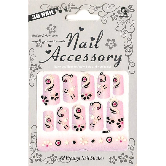 Nail Accessory 3D nálepky na nechty č. 7 1 aršík