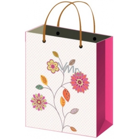 Anjel Darčeková papierová taška 32 x 26 x 12,7 cm ružová s kvetmi
