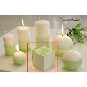 Lima Aromatická špirála Konvalinka sviečka bielo - zelená kocka 65 x 65 mm 1 kus