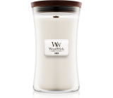 Woodwick Linen - Čistý ľan vonná sviečka s dreveným knôtom a viečkom sklo veľká 609,5 g