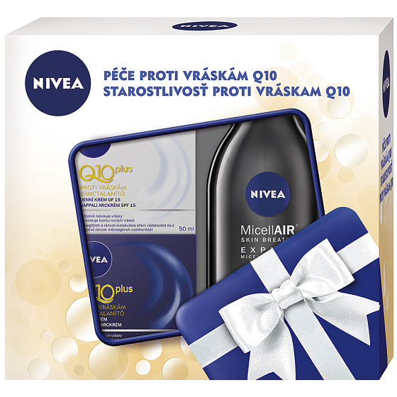 Nivea Expert expertné micelárna voda 400 ml + Q10 spevňujúci denný krém OF15 50 ml + Q10 spevňujúci nočný krém 50 ml, kozmetická sada