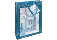 Nekupto Darčeková papierová taška 14 x 11 x 6,5 cm Vianočný snehový domček