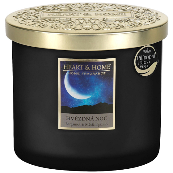 Heart & Home Sójová vonná sviečka Starry Night elipsa horí až 40 hodín 220 g