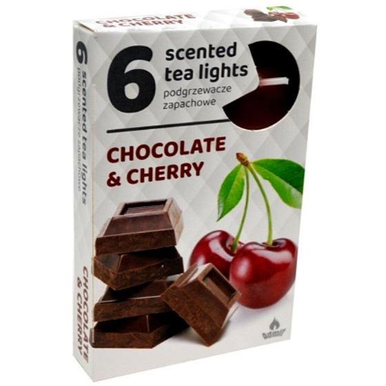 Tea Lights Chocolate Cherry vonné čajové sviečky 6 kusov