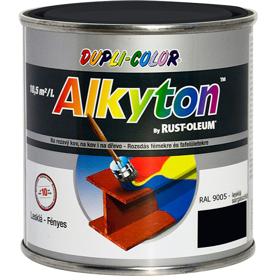 Dupli-Color Alkyton Lesk, samozákladová farba na hrdzu, Ral 9005 čierna, 250 ml