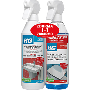 HG penový čistič vodného kameňa, 500 ml + HG čistič skla a zrkadiel 500 ml zadarmo