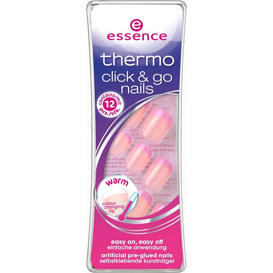 Essence Thermo Click & Go Nails umelé nechty 02 Keep Cool, Hott! 12 kusov