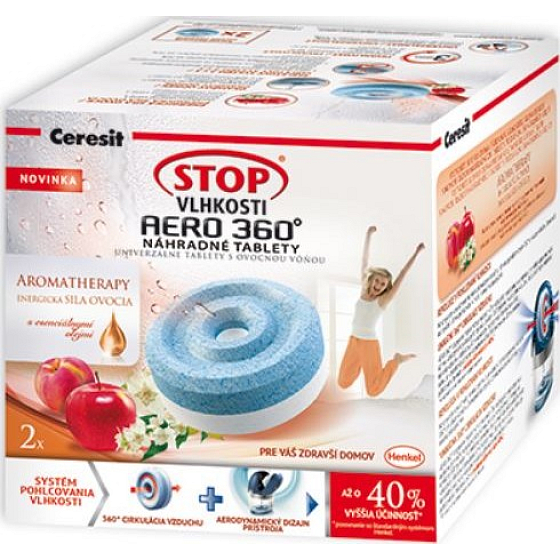 Ceresit Stop vlhkosti Aero 360 Energická sila ovocie náhradné tablety 2 x 450 g