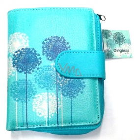 Albi Original Dizajnová peňaženka z koženky Púpavy na modrom pozadí 10 x 13 cm