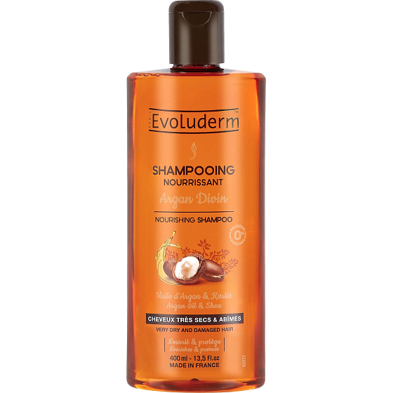 Evoluderm Argan Divin vyživujúci šampón pre veľmi suché a poškodené vlasy s arganovým olejom 400 ml