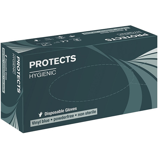 Sempermed Protects Hygienic Vinyl blue Rukavice jednorazové, bez púdru, modrej, vinylové, veľkosť XL, box 90 kusov