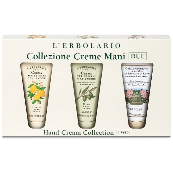 L'Erbolario Citron krém na ruky 30 ml + Olivový olej a vitamín E krém na ruky a nechty 30 ml + Provensálska ruža krém na ruky 30 ml, kozmetická sada