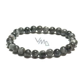 Larvikitový náramok elastický prírodný kameň, guľôčka 6 mm / 16 - 17 cm
