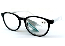 Berkeley dioptrické okuliare na čítanie +4,0 plastové čierne biele bočné rámiky 1 kus MC2253