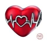 Prívesok zo striebra 925 Červené srdce bijúce srdce, korálik na náramku lásky