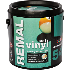 REMAL Vinyl Color mat umývateľná farba na stenu, 540 smaragdovo zelená, 3,2 kg