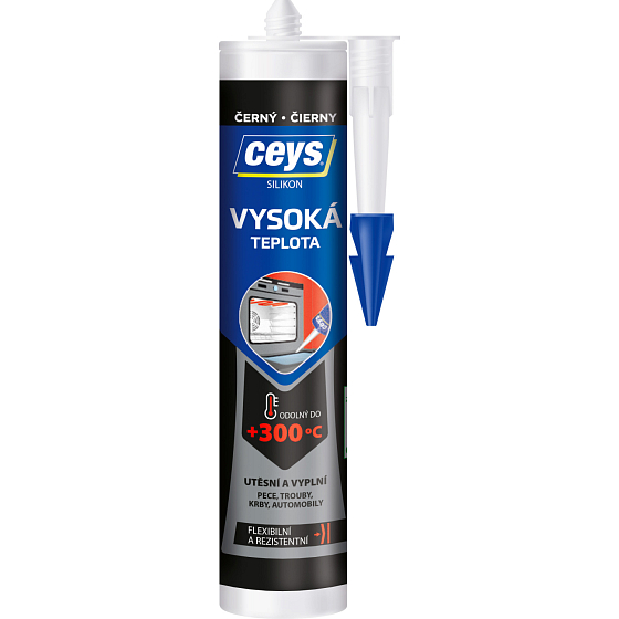 Ceys Silikon acetát vysoká teplota, čierny, 280 ml