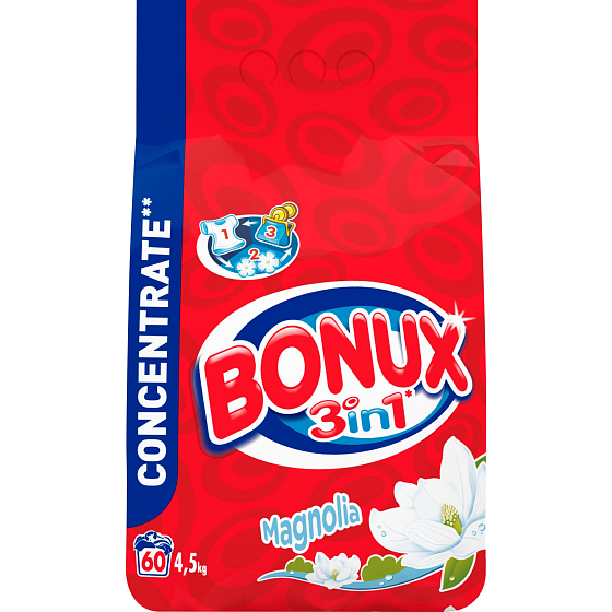 Bonux Magnolia 3v1 prací prášok 60 dávok 4,5 kg