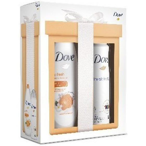 Dove Revitalize Go Fresh Revitalize Mandarinka sprchový gél vyživujúce 250 ml + Invisible Dry antiperspirant dezodorant sprej 150 ml, kozmetická sada