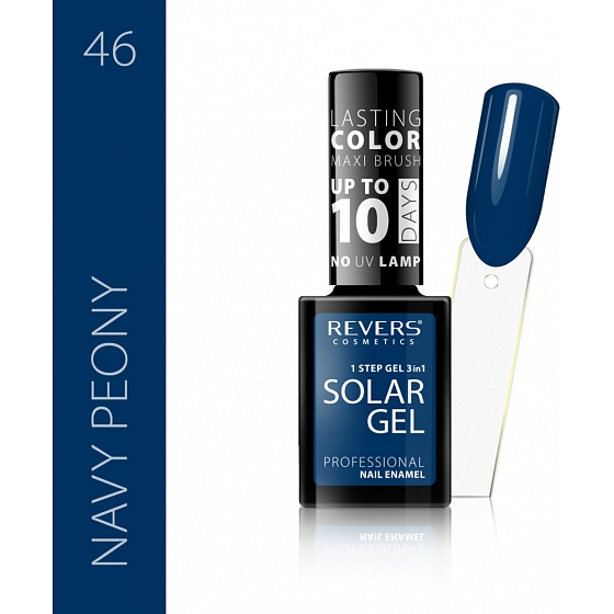 Reverz Solar Gél gélový lak na nechty 46 Navy Peony 12 ml
