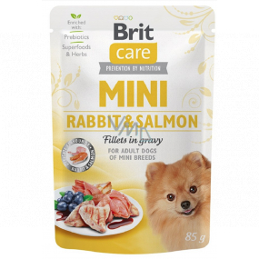 Brit Care Mini Rabbit & Salmon Fillets In Gravy kompletné superprémiové krmivo pre dospelé psy mini plemien kapsička 85 g