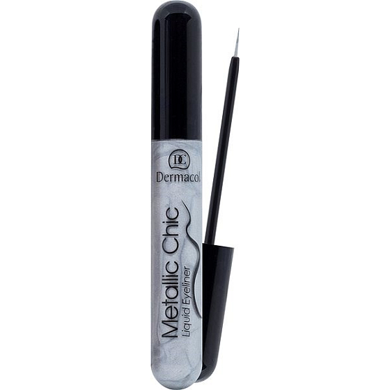 Dermacol Metallic Chic Liquid Eyeliner tekuté očné linky 03 Silver 6 ml