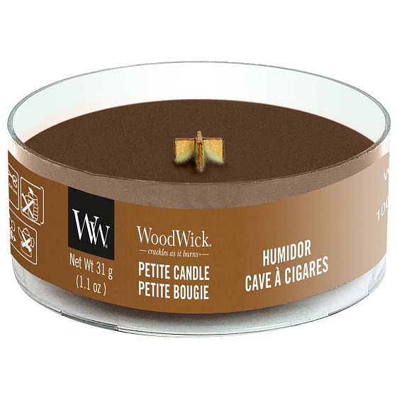 Woodwick Humidor - Puzdro na cigary vonná sviečka s dreveným knôtom petite 31 g