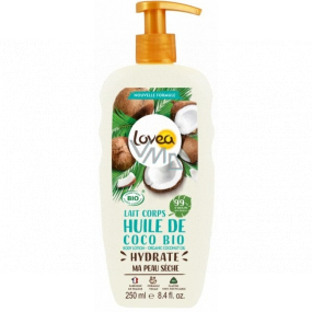 Lovea Bio Kokosový olej hydratačné telové mlieko pre suchú pokožku dávkovač 250 ml