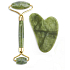 Jade Gua Sha 5 x 8 cm + masážny valček 14 x 5,5 cm redukuje vrásky, opuchy, zlepšuje elasticitu pokožky, sada bez obalu