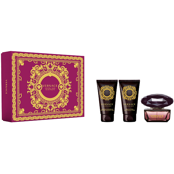 Versace Crystal Noir toaletná voda 50 ml + telové mlieko 50 ml + sprchový gél 50 ml, darčeková súprava pre ženy