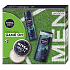 Nivea Men Feeling Game on krém na tvár, telo a ruky 150 ml + Nivea Men Ultra Charge antiperspirant sprej 150 ml + Nivea Men Ultra Charge sprchový gél 250 ml, kozmetická sada pre mužov