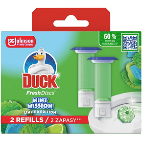 Duck Fresh Discs Mint Mission WC blok s vôňou mäty a limetky náhradná náplň 2x36 ml