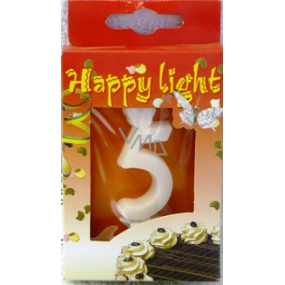 Happy light Tortová sviečka číslica 5 v krabičke