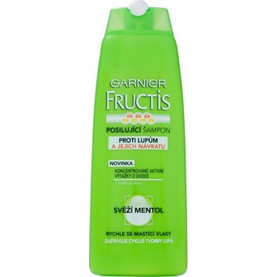 Garnier Fructis Svieža Mentol proti lupinám šampón pre rýchlo sa mastiace vlasy 250 ml