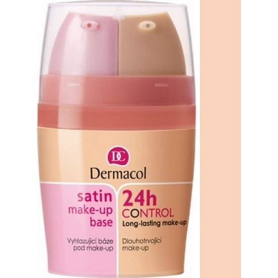 Dermacol Satin Make-up Base & 24h Control 2v1 make-up báza a make-up 02 2x15 ml