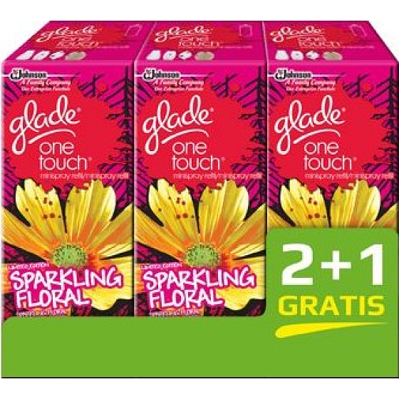 Glade One Touch Sparkling Floral mini sprej náhradná náplň 3 x 10 ml