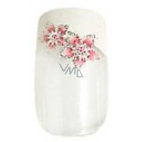 Diva & Nice Natureasy Nails Decorated nalepovacie nechty číre s bielo-ružovou aplikácií 24 kusov + lepidlo 2 g