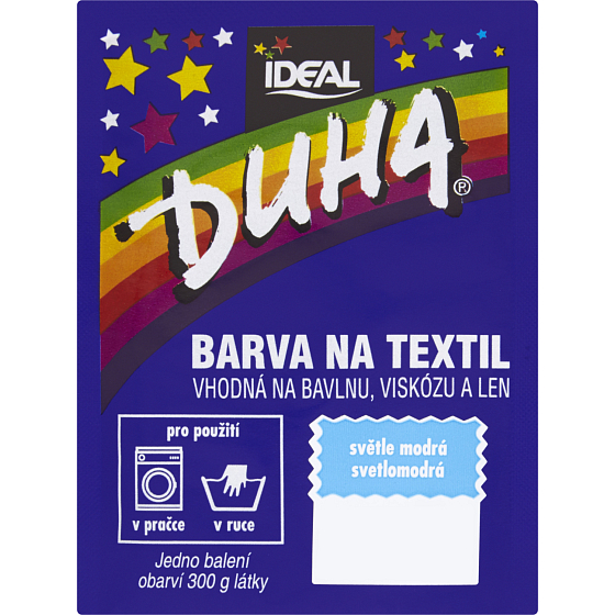 Ideal Duha svetlomodrá, farba na textil na bavlnu, viskózu a ľan, na 300 g látky, 15 g