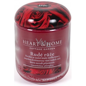 Heart & Home Červená ruža Sójová vonná sviečka veľká horí až 70 hodín 310 g