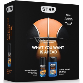 Str8 Thermal Protect 48h antiperspirant deodorant sprej pre mužov 150 ml + Active Reload sprchový gél 250 ml, kozmetická sada