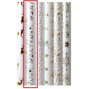 Zowie Darčekový baliaci papier 70 x 150 cm Vianočný Luxusné White Christmas s razbou biely - strieborný stromček