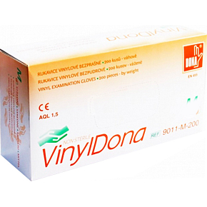 Dona Vinyldona vinylové rukavice bez prášku, veľkosť S 100 ks v krabici