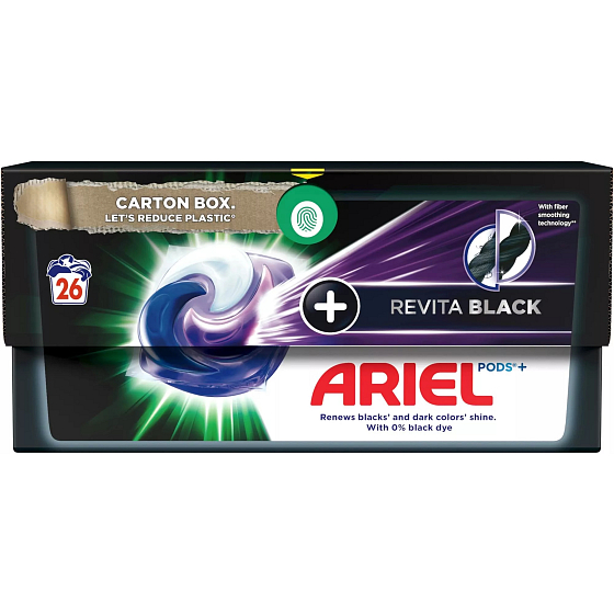 Ariel All in1 Pods Revitablack gélové kapsuly na čierne a tmavé prádlo 26 kusov