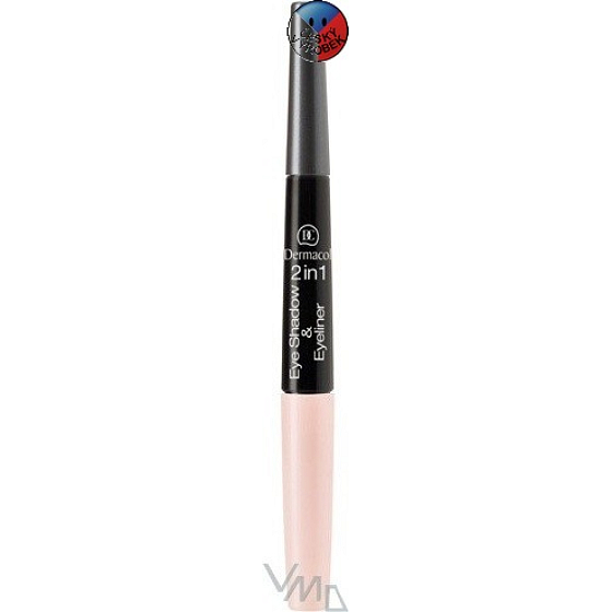 Dermacol Eye Shadow & Eye 2v1 očné tiene a ceruzka na oči 01 ružová, sivá 5 g