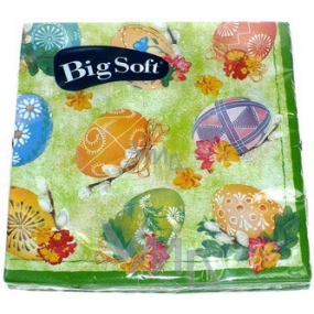 Big Soft Papierové obrúsky 2 vrstvové 33 x 33 cm 20 kusov Velikonočví zelené vajíčka