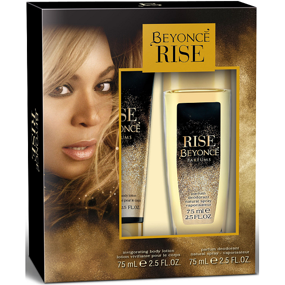 Beyoncé Rise parfumovaný dezodorant sklo pre ženy 75 ml + telové mlieko 75 ml, kozmetická sada