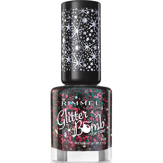 Rimmel London Glitter Bomb Top Coat lak na nechty 020 Midnight Mistletoe 8 ml